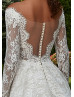 Off Shoulder Ivory Eyelash Lace Tulle Romantic Wedding Dress